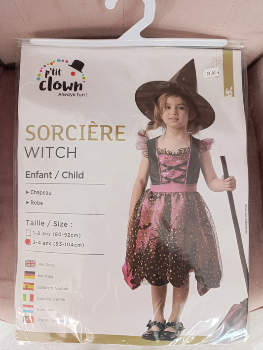 Déguisement sorcière fille prune 3/4 ans