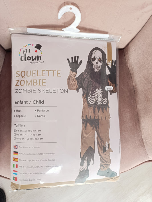 Déguisement squelette zombie 5/6ans