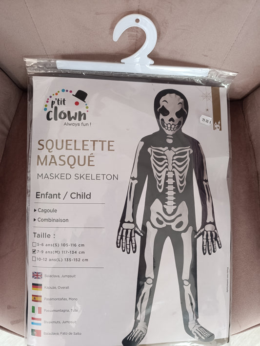 Déguisement squelette masqué 7/9 ans