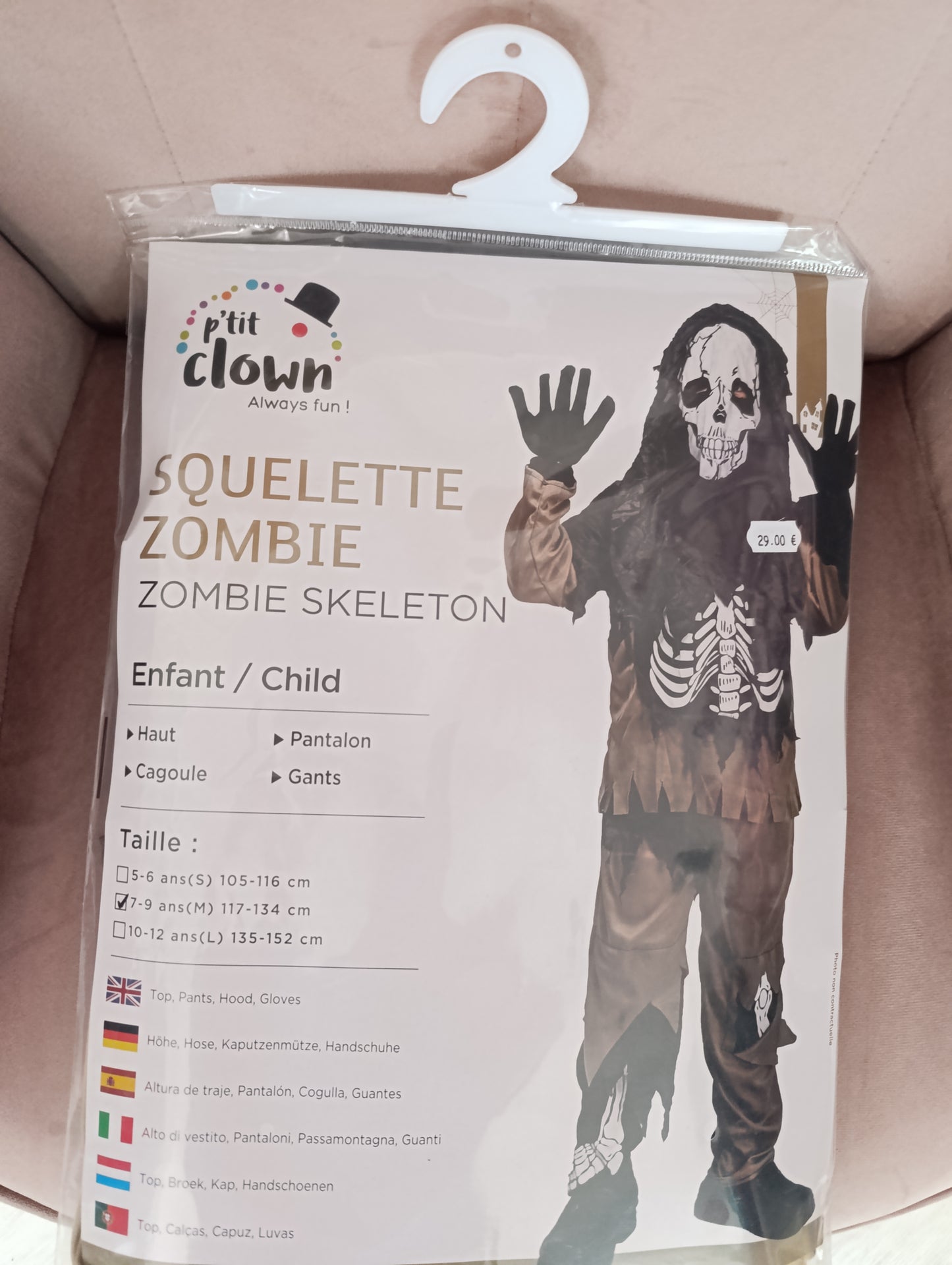 Déguisement squelette zombie 7/9ans