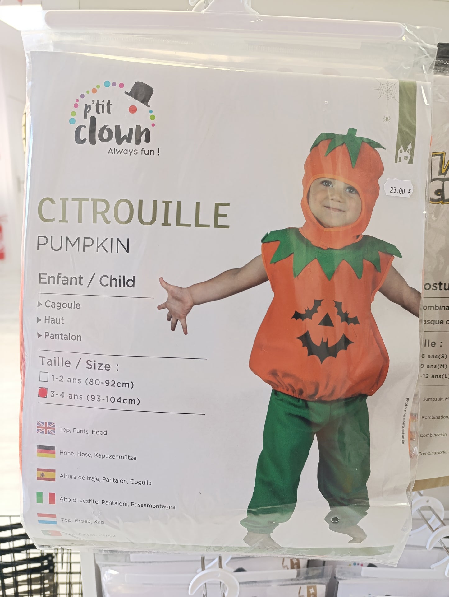 Déguisement citrouille enfant 3/4 ans