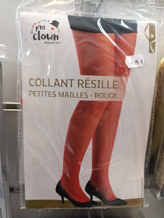 Collant résille petites mailles rouge