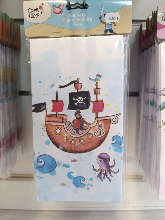 Sachets d'anniversaire pirates lot de 8