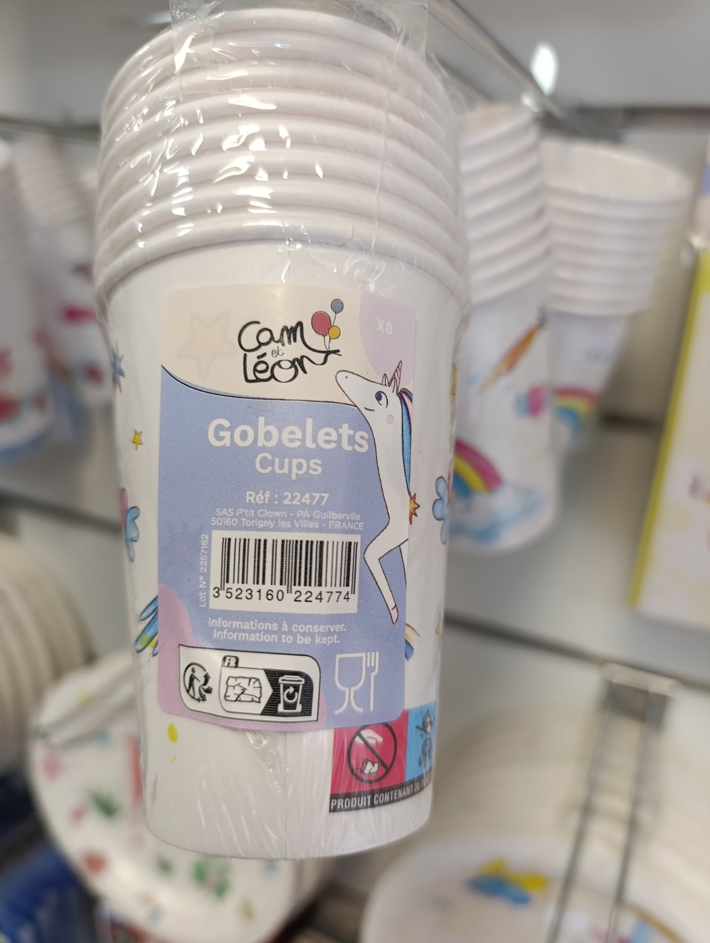 Gobelets licorne lot de 8