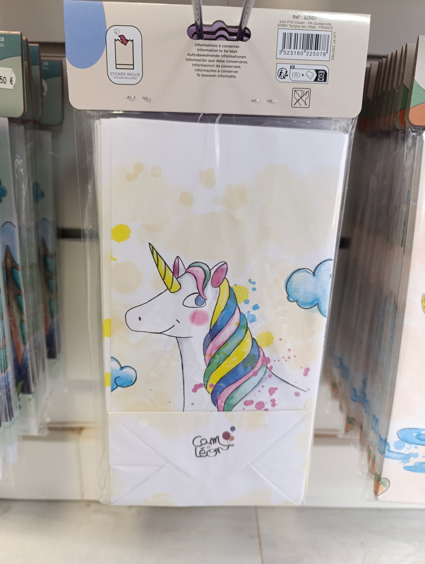 Sachets d'anniversaire licorne lot de 8