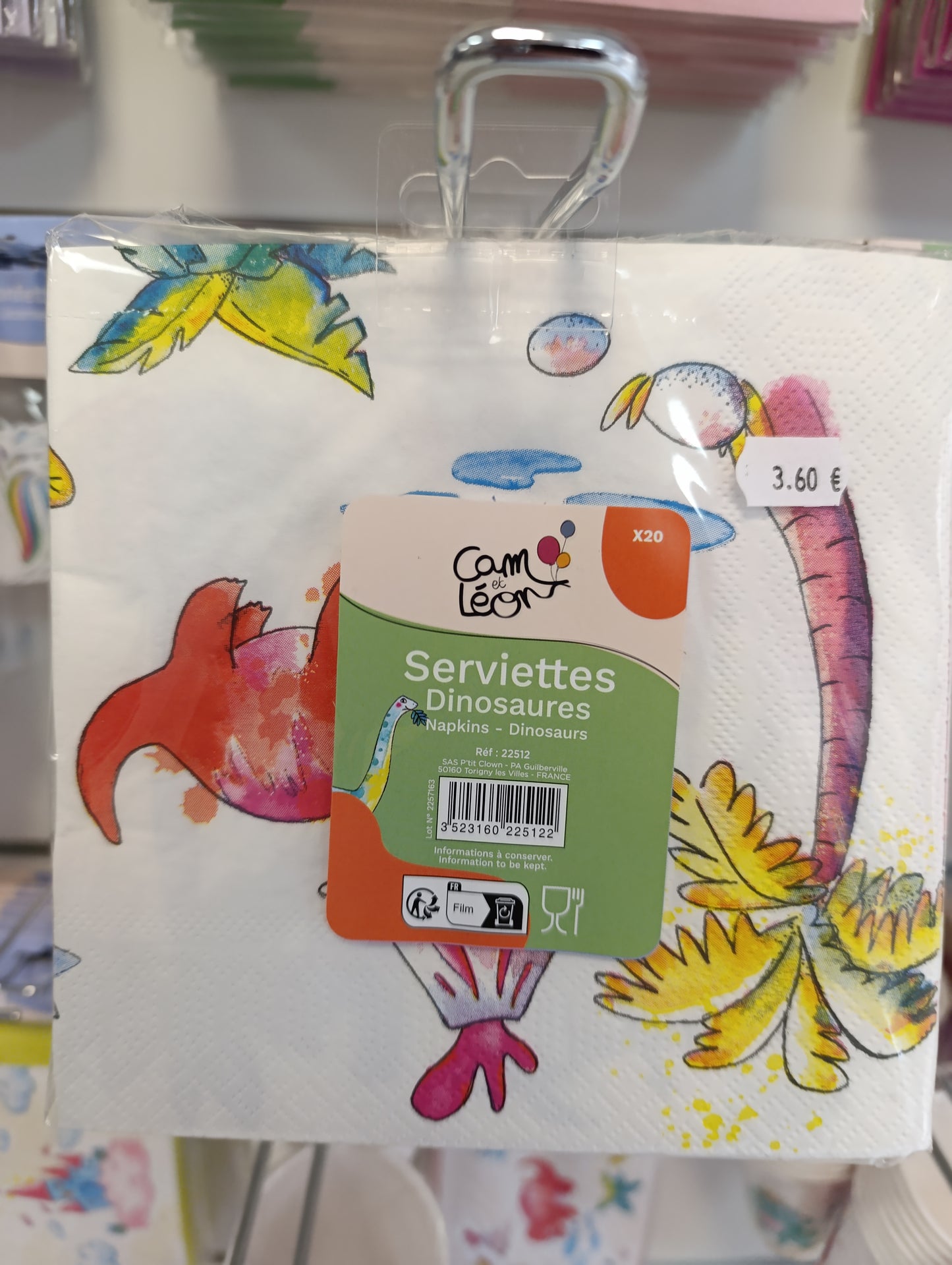 Serviettes dinosaures lot de 20