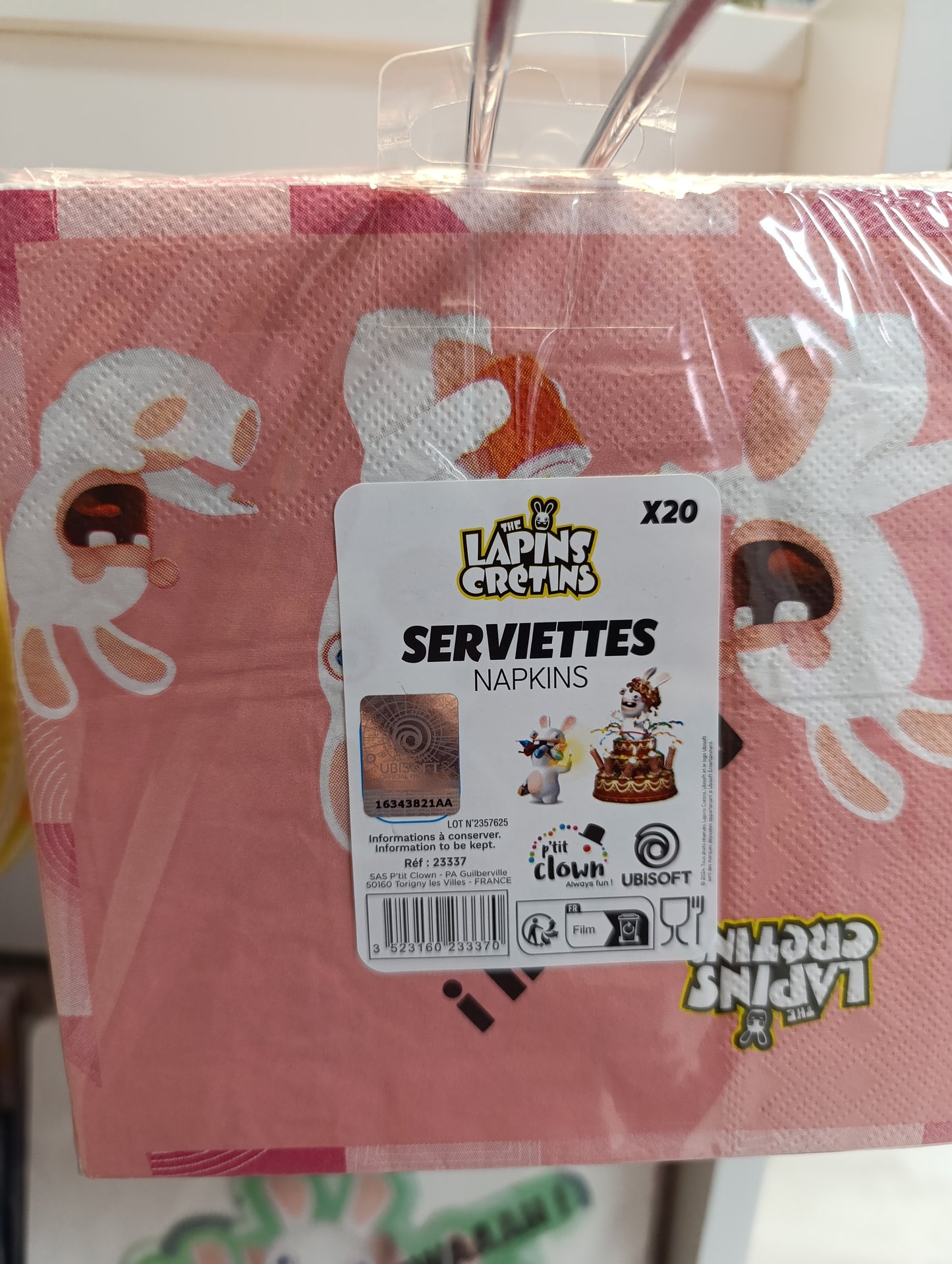 Serviettes lapins crétins lot de 20