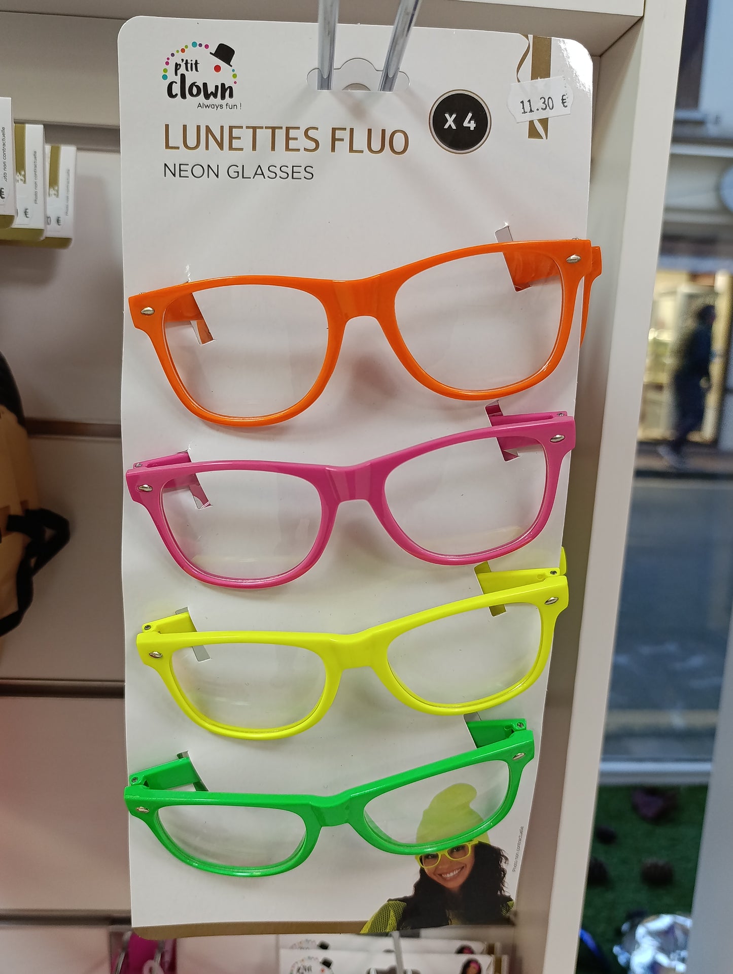 Lot de 4 paires de lunettes fluo assorties