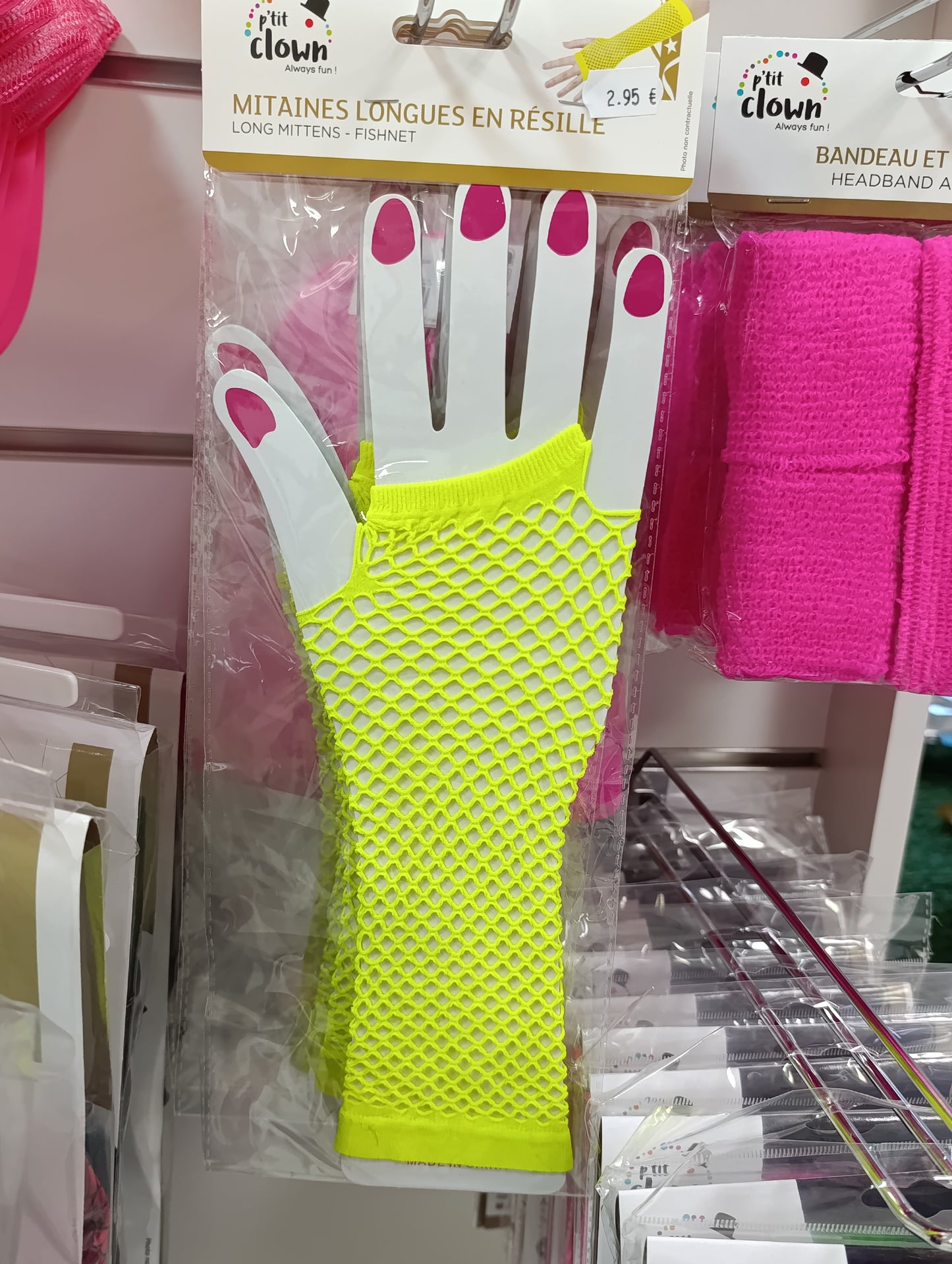 Mitaines en résille jaunes fluo taille unique