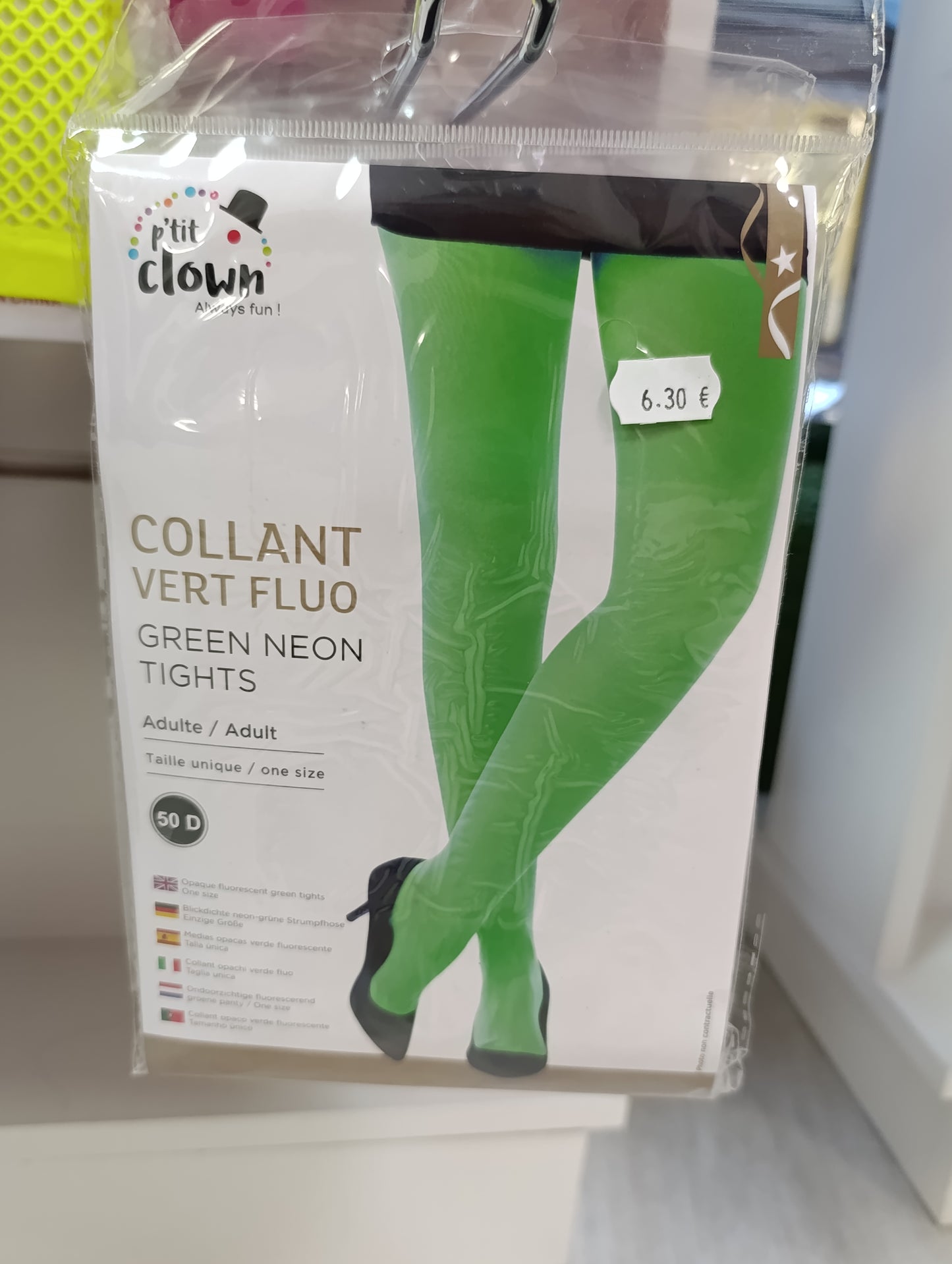 Collant vert fluo taille unique