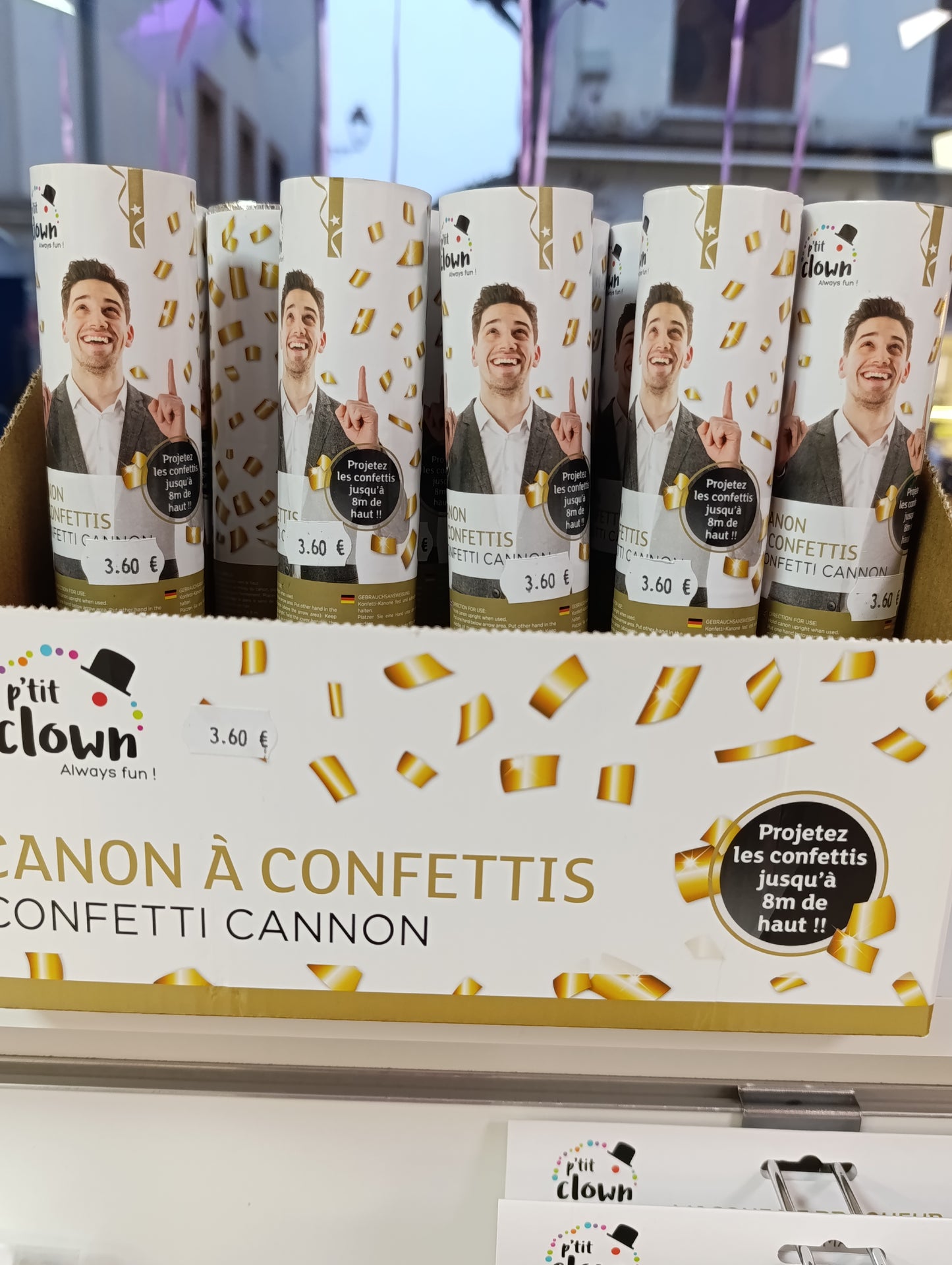 Canon à confettis or