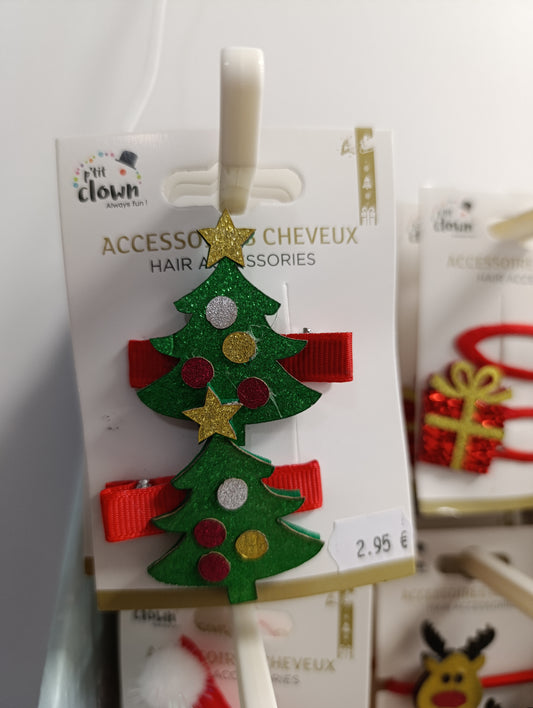 Barrettes sapin de noël lot de 2