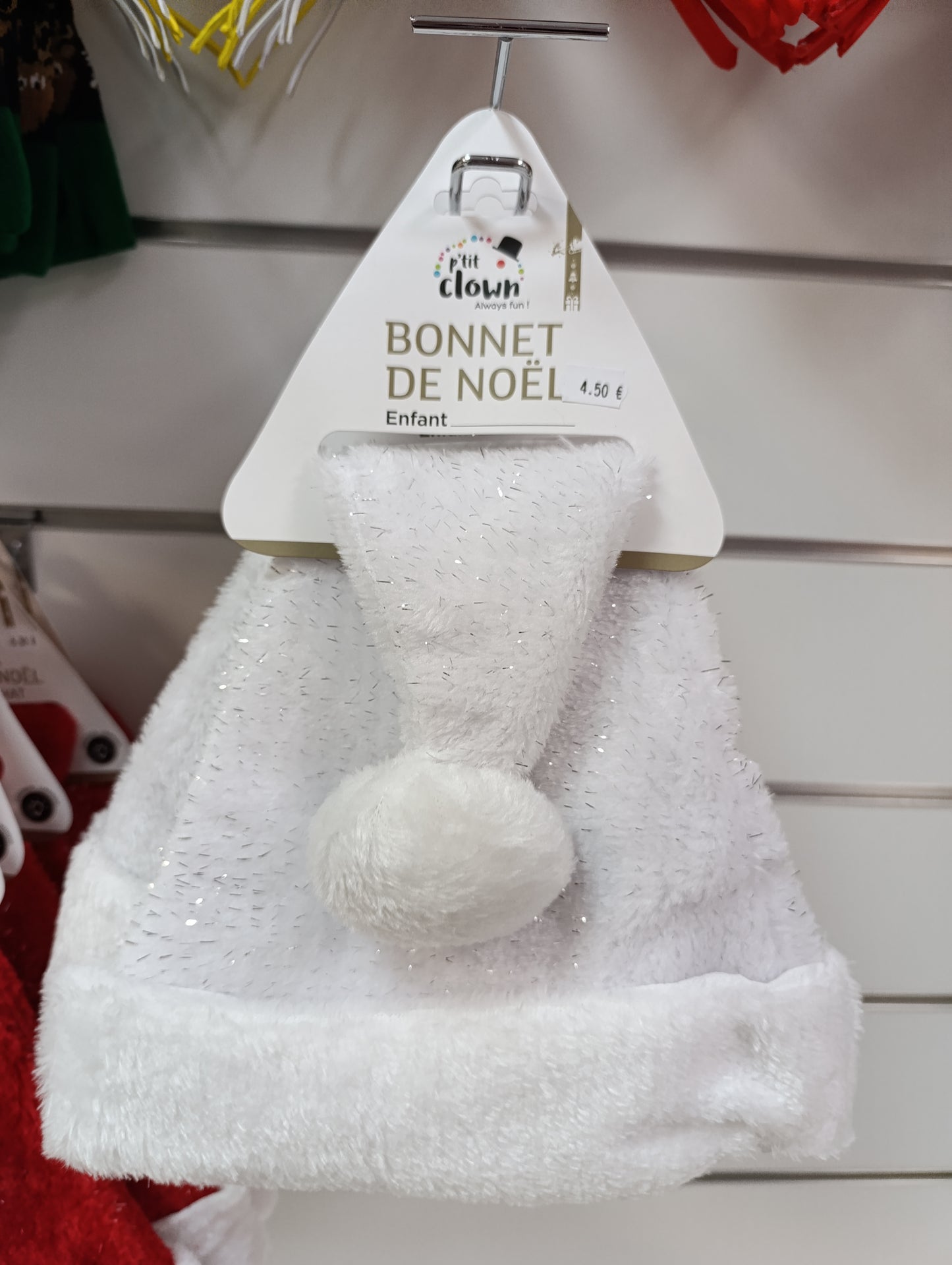 Bonnet de Noël blanc pailleté enfant