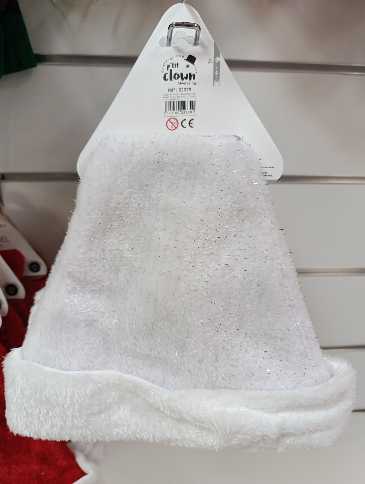 Bonnet de Noël blanc pailleté enfant