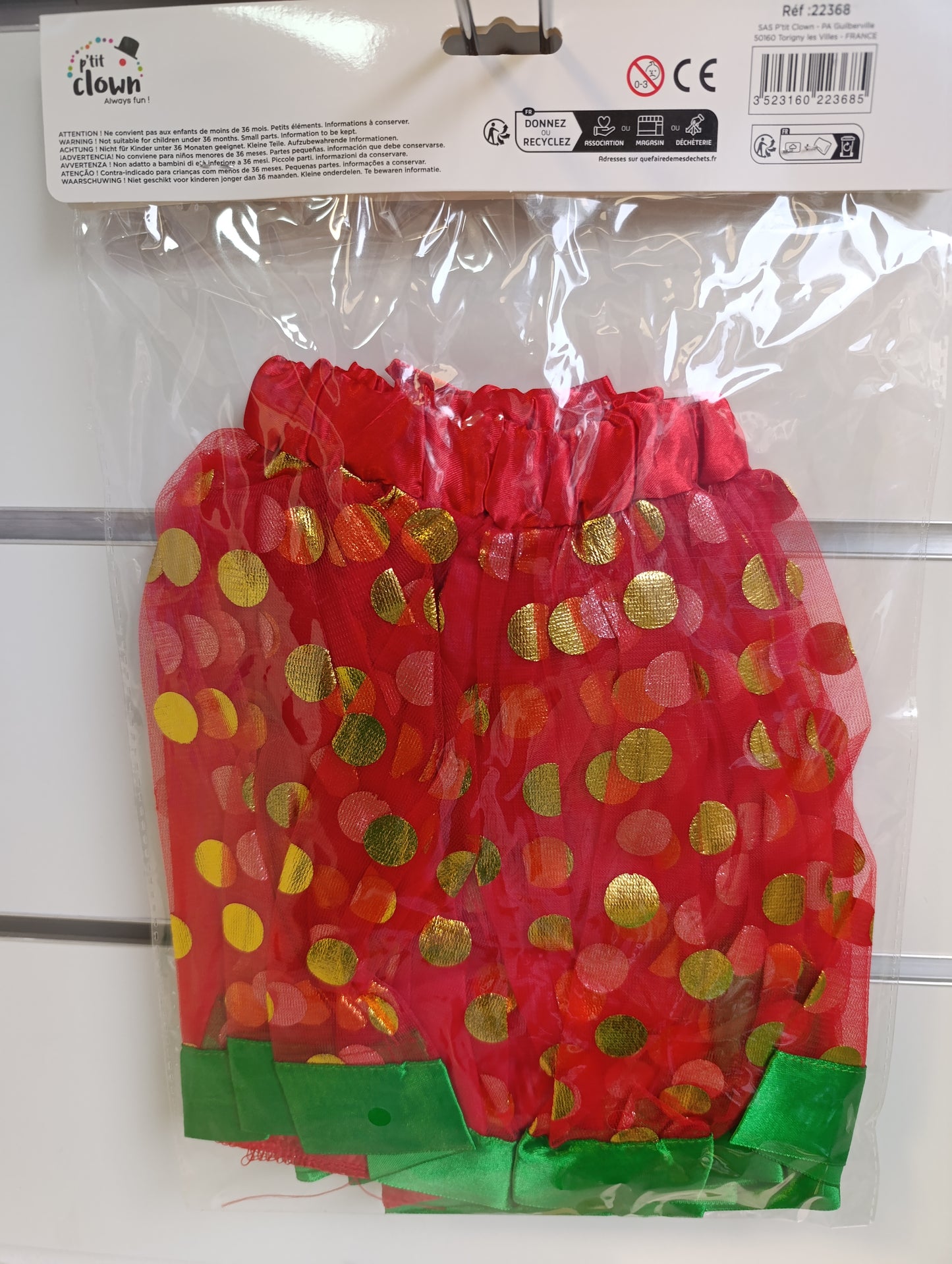 Tutu enfant rouge, vert, or