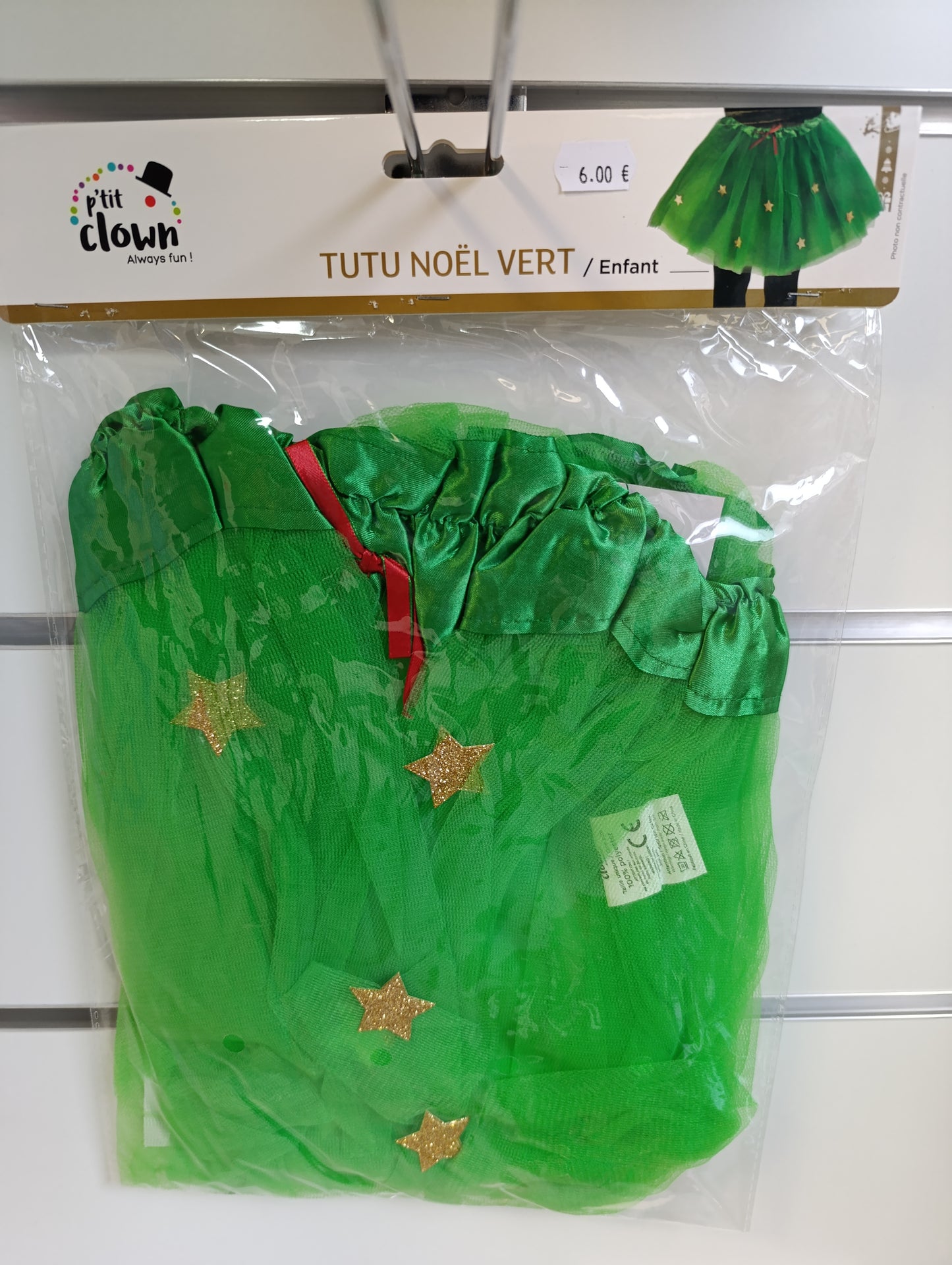 Tutu enfant vert et étoiles or