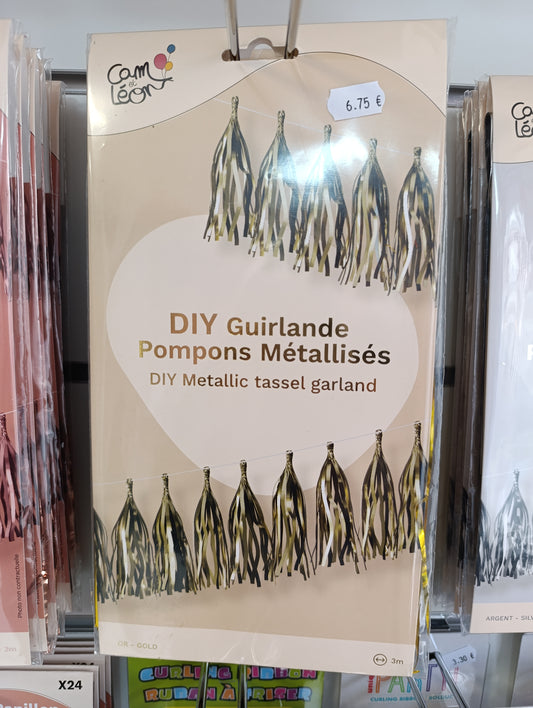 Guirlande DIY pompons métallisés or 3m