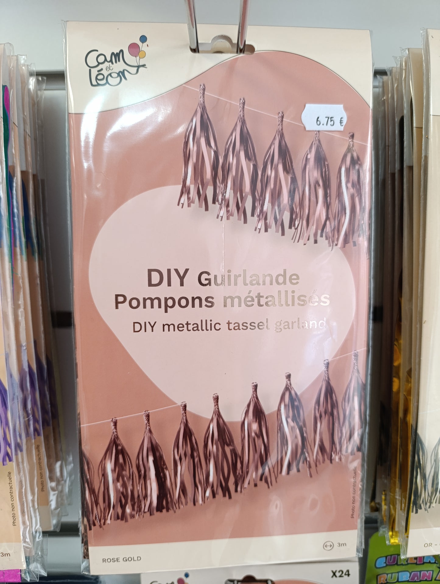 Guirlande DIY pompons métallisés rose gold 3m