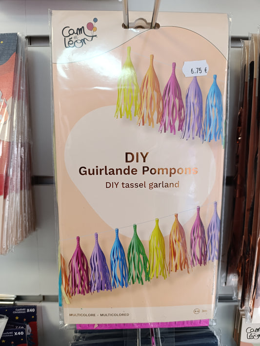 Guirlande DIY pompons multicolores 3m