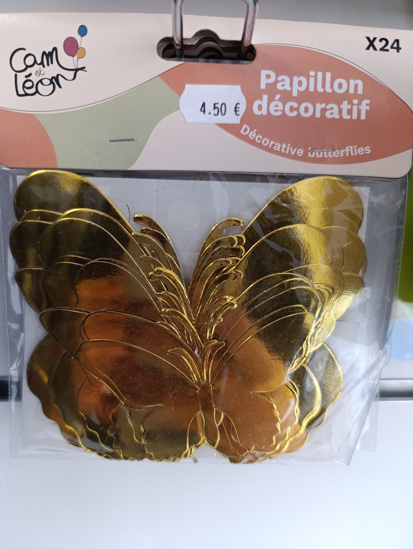 Papillons décoratifs lot de 24 or