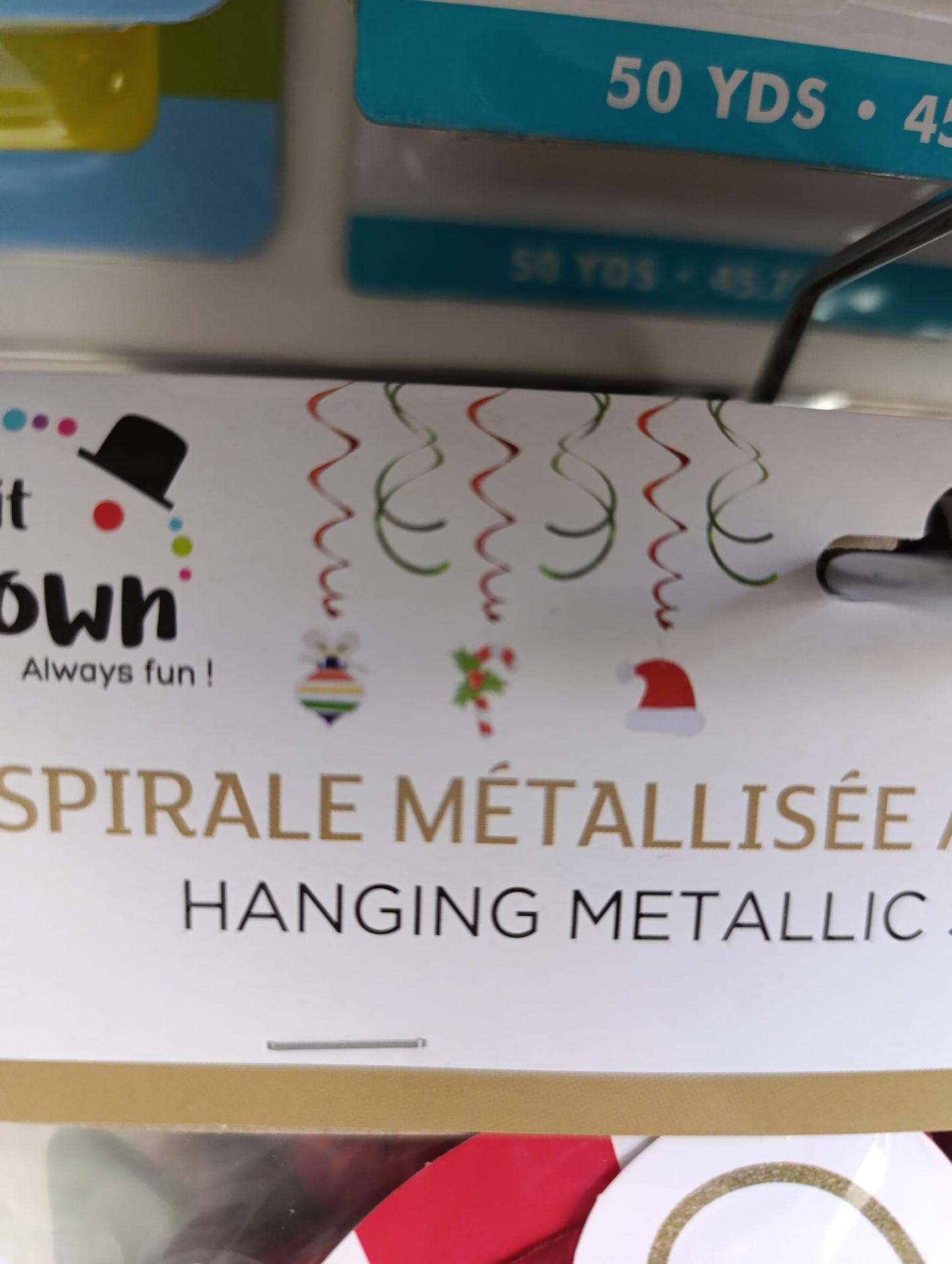 Lot de 12 spirales métallisées à suspendre noël