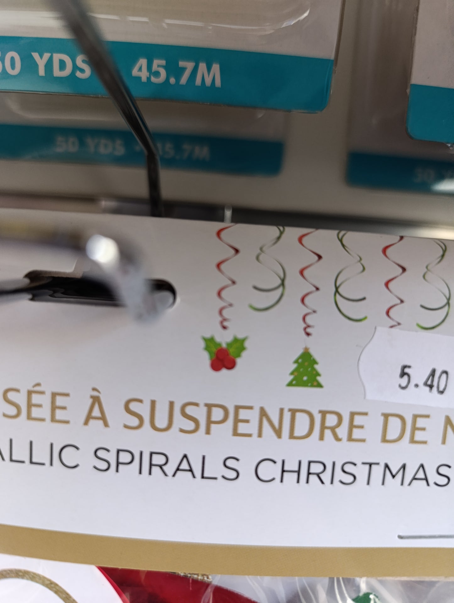 Lot de 12 spirales métallisées à suspendre noël