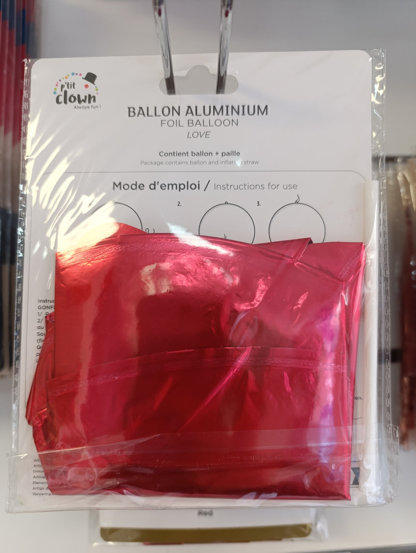 Ballon aluminium love rouge 84cm×55cm