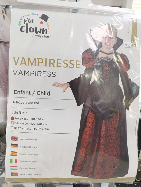 Déguisement vampiresse rouge et noire 5/6ans