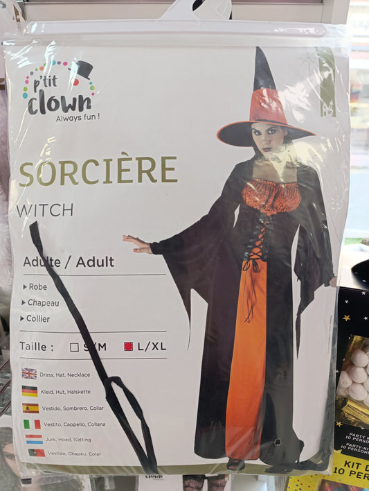 Déguisement sorcière noire orange L/XL