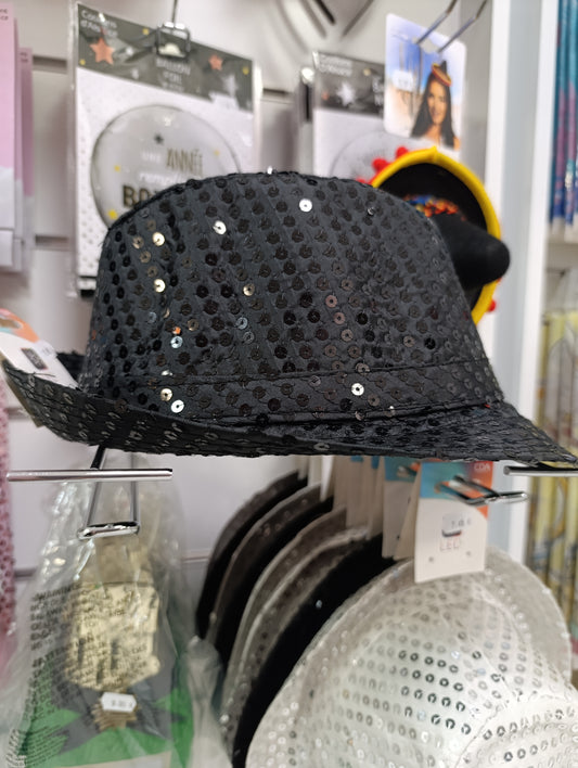 Chapeau à sequins noir lumineux led