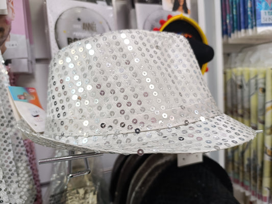 Chapeau à sequins argent lumineux led